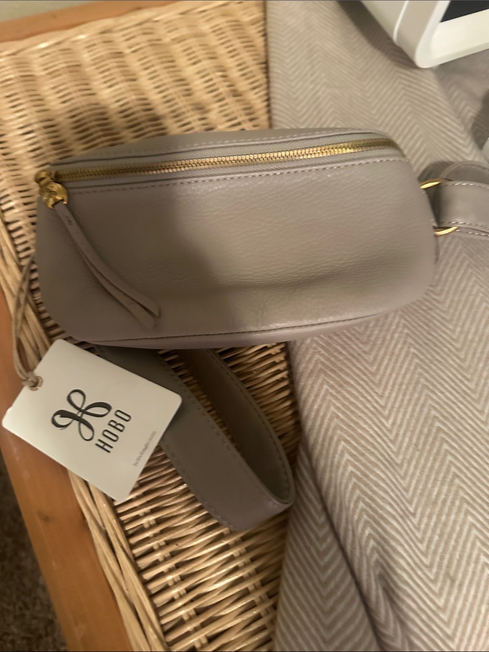 HOBO Pebbled Leather Belt Bag in Taupe